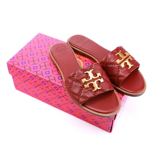 NIB Tory Burch QUILTED EVERLY Slide in Roma Red 6, 9, 9.5 - Picture 3 of 10